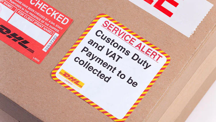 custom duty notice on good package