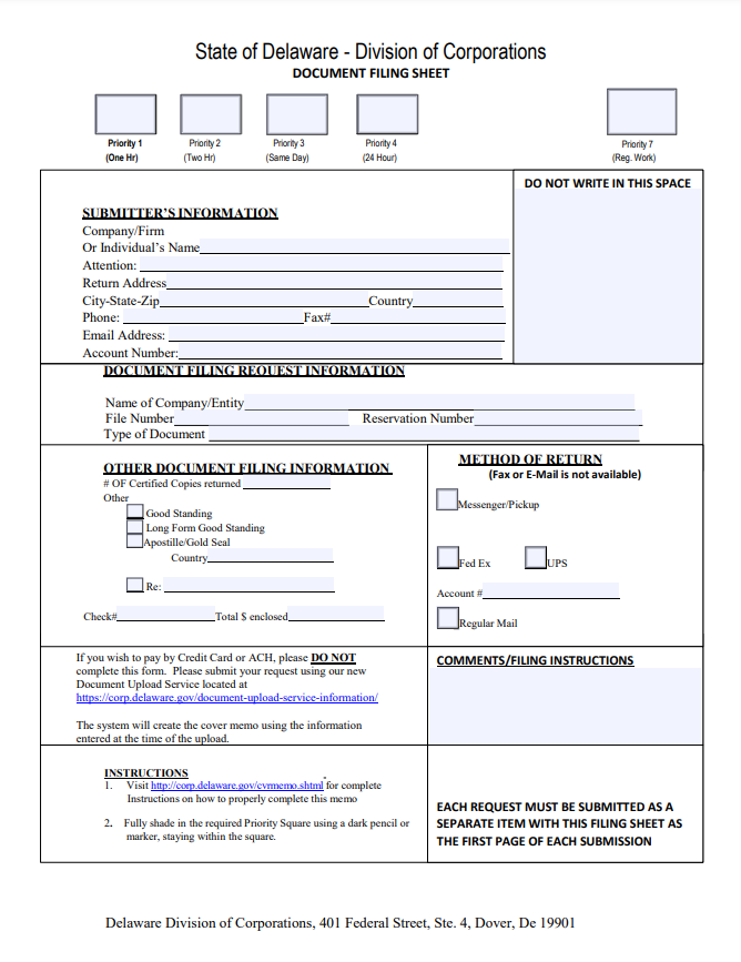 Cover memo filing document