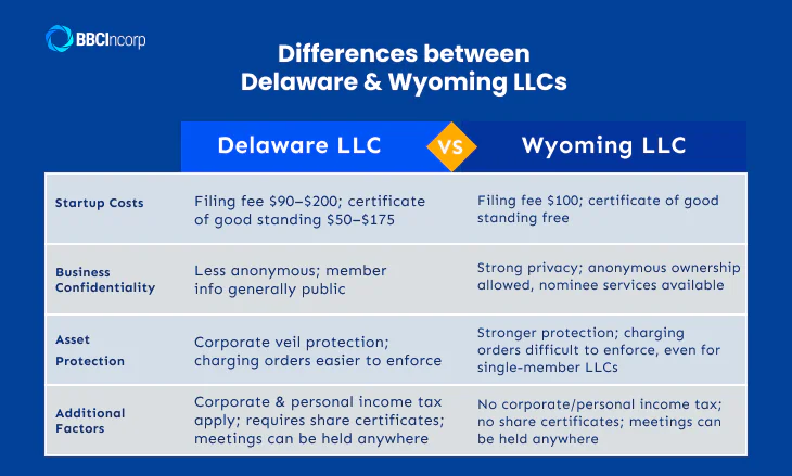 difference llc wyoming vs delaware