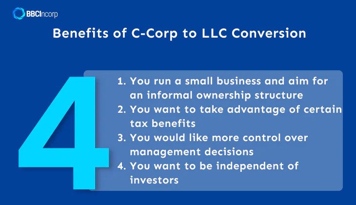 Benefits of C-corp to llc conversion