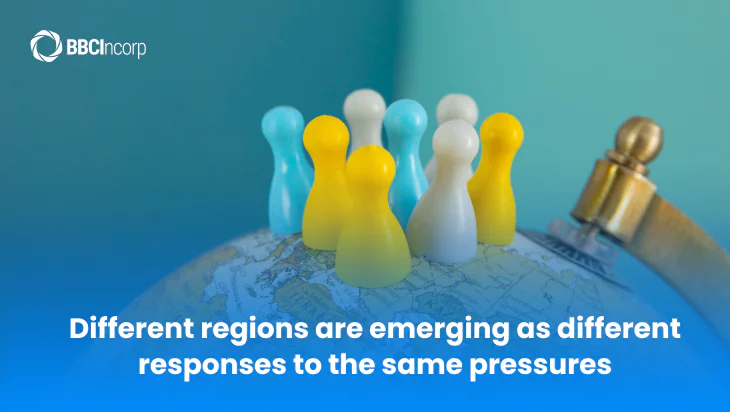 Different regions are emerging as different responses to the same pressures