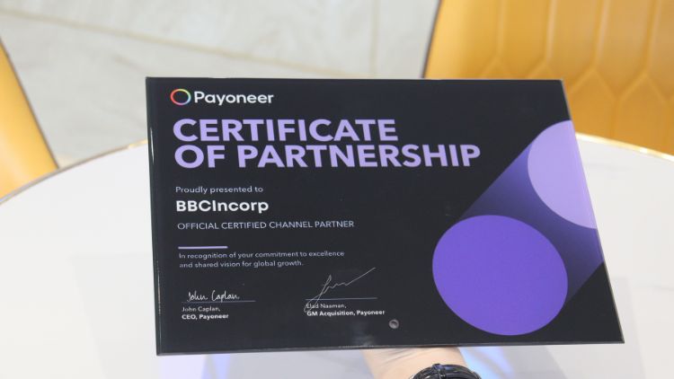 BBCIncorp Receives Payoneer Certificate of Partnership 2026