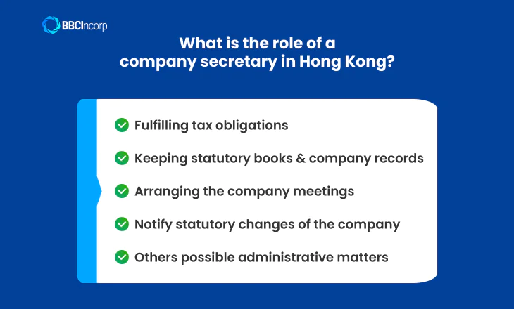 What is the role of a company secretary in Hong Kong?