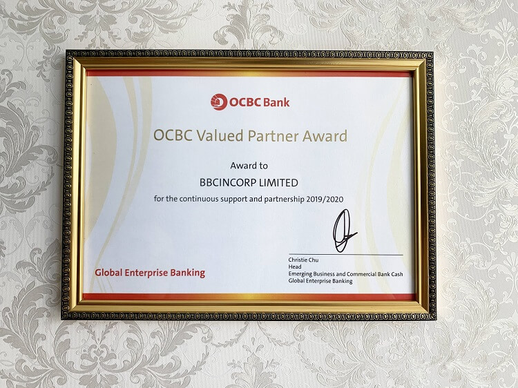 BBCIncorp Limited received OCBC Valued Partner Award