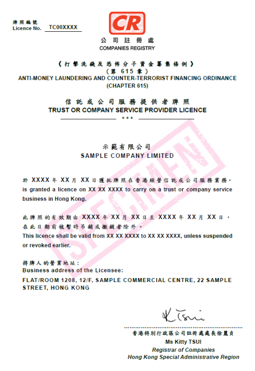 Hong Kong TCSP License