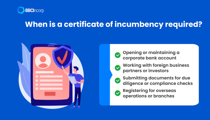 When is a certificate of incumbency required?
