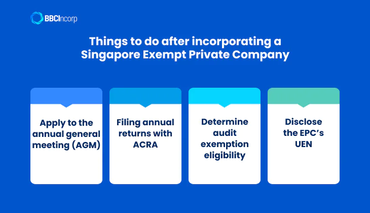 Things to do after incorporating a Singapore exempt private company