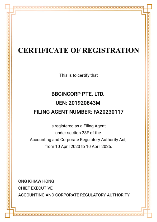 BBCIncorp Pte ltd - Certificate of Registration
