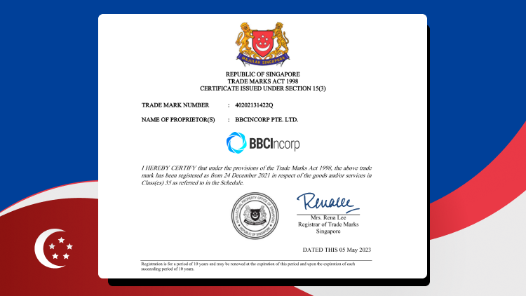 Bbcincorp Pte Ltd Received The Singapore Trademark Certificate 